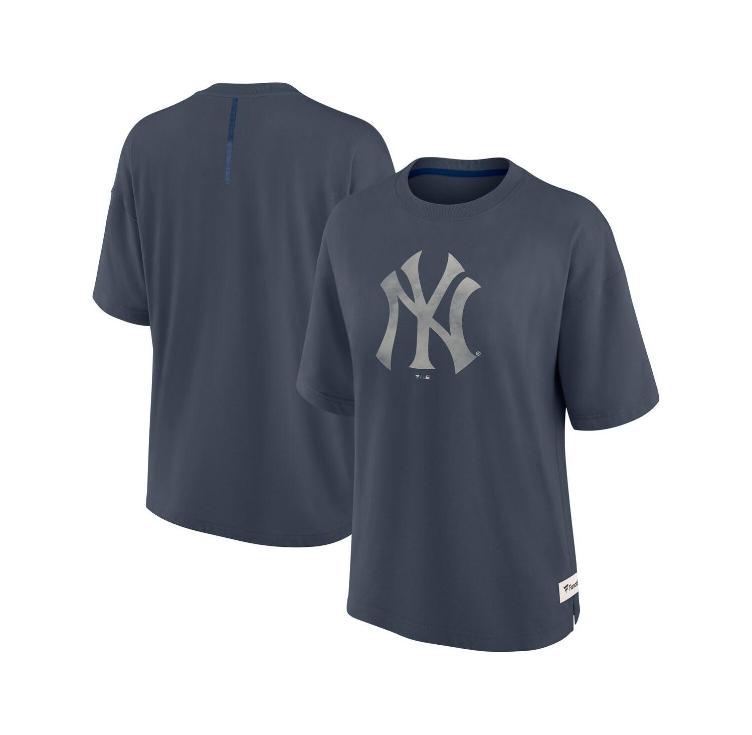 Women's Blue New York Yankees Oversized Elements Raw Edge Future Ground T-Shirt