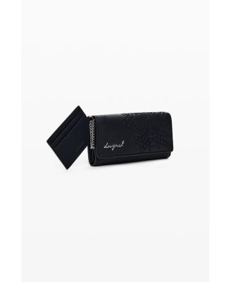 Women's Medium embroidered faux leather wallet