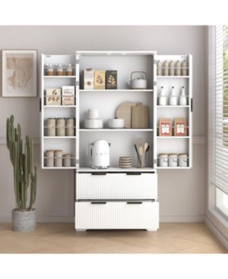 72" Fluted Pantry Cabinet w/ Drawers & Spice Rack