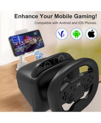 Wireless Racing Wheel with Pedal for Switch, PS4/PS3, PC, iOS & Android – 270° Rotation, Dual Vibration, Bluetooth 5.0, Race Game Controller
