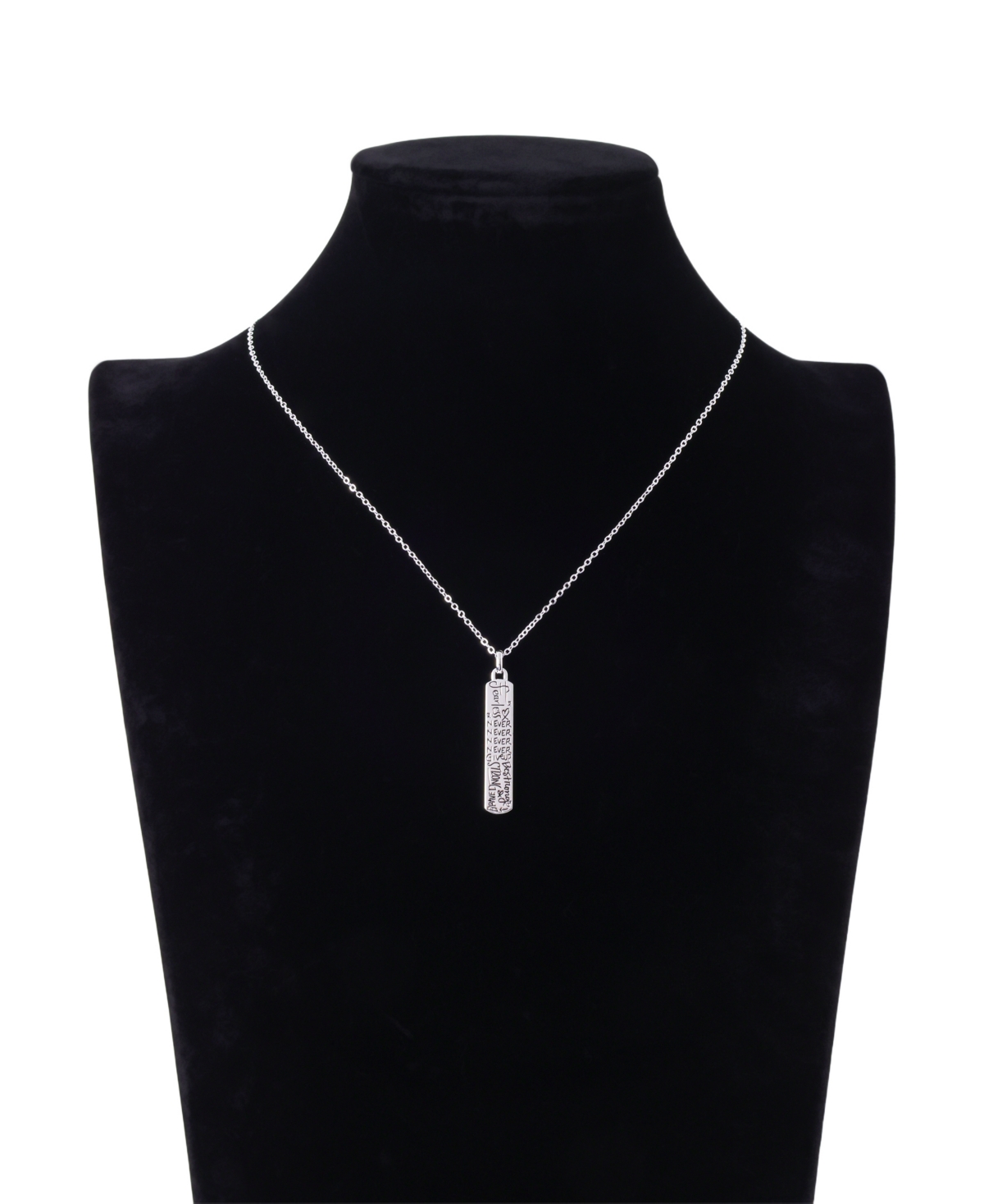 Unwritten Silver-tone Fearless Graffiti Bar Short Pendant Necklace In Silver