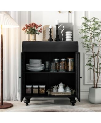 Wood Art Accent with 2 Doors Cabinet