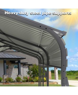 Metal Carport 13x26.5 FT Heavy Duty Galvanized Steel Roof Gray