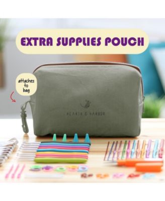 Durable Canvas Crochet & Knitting Bag Organizer with Accessories Case - Yarn Organizer for Crochet Accessories and Supplies