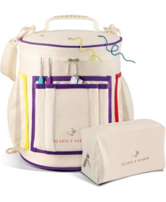 Durable Canvas Crochet & Knitting Bag Organizer with Accessories Case - Yarn Organizer for Crochet Accessories and Supplies