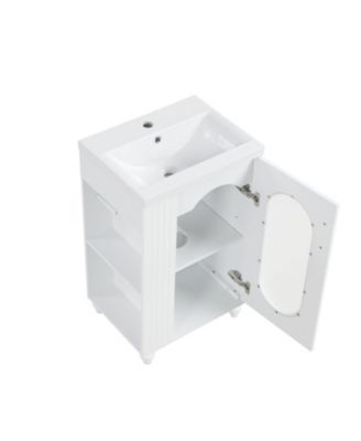 20" MDF & Ceramic Adjustable Shelf Bathroom Vanity with TP Holder & Sink