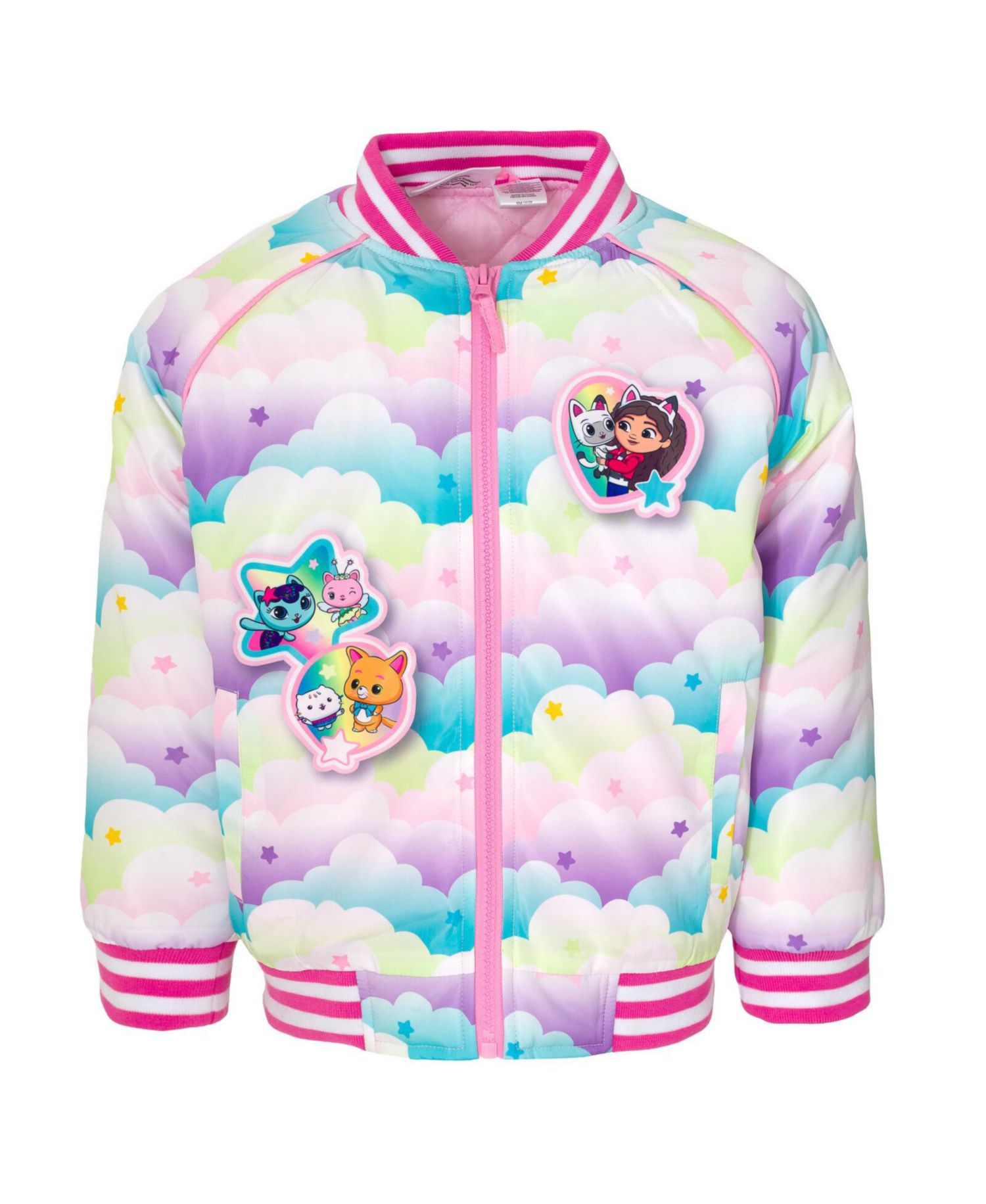 Dreamworks Girls Varsity Zip Up Bomber Jacket Toddler to Big Kid