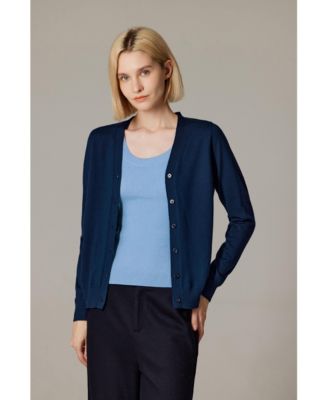 Women's Merino Wool Light Weight Cardigan Ultra Soft Fine Gauge V Neck Sweaters