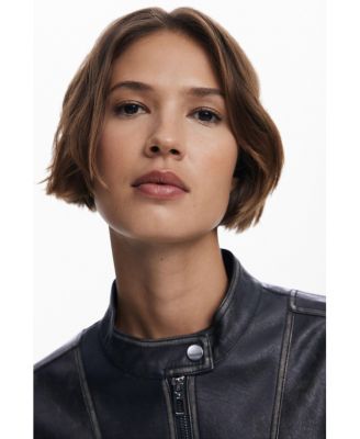 Women's Jacket with worn leather effect