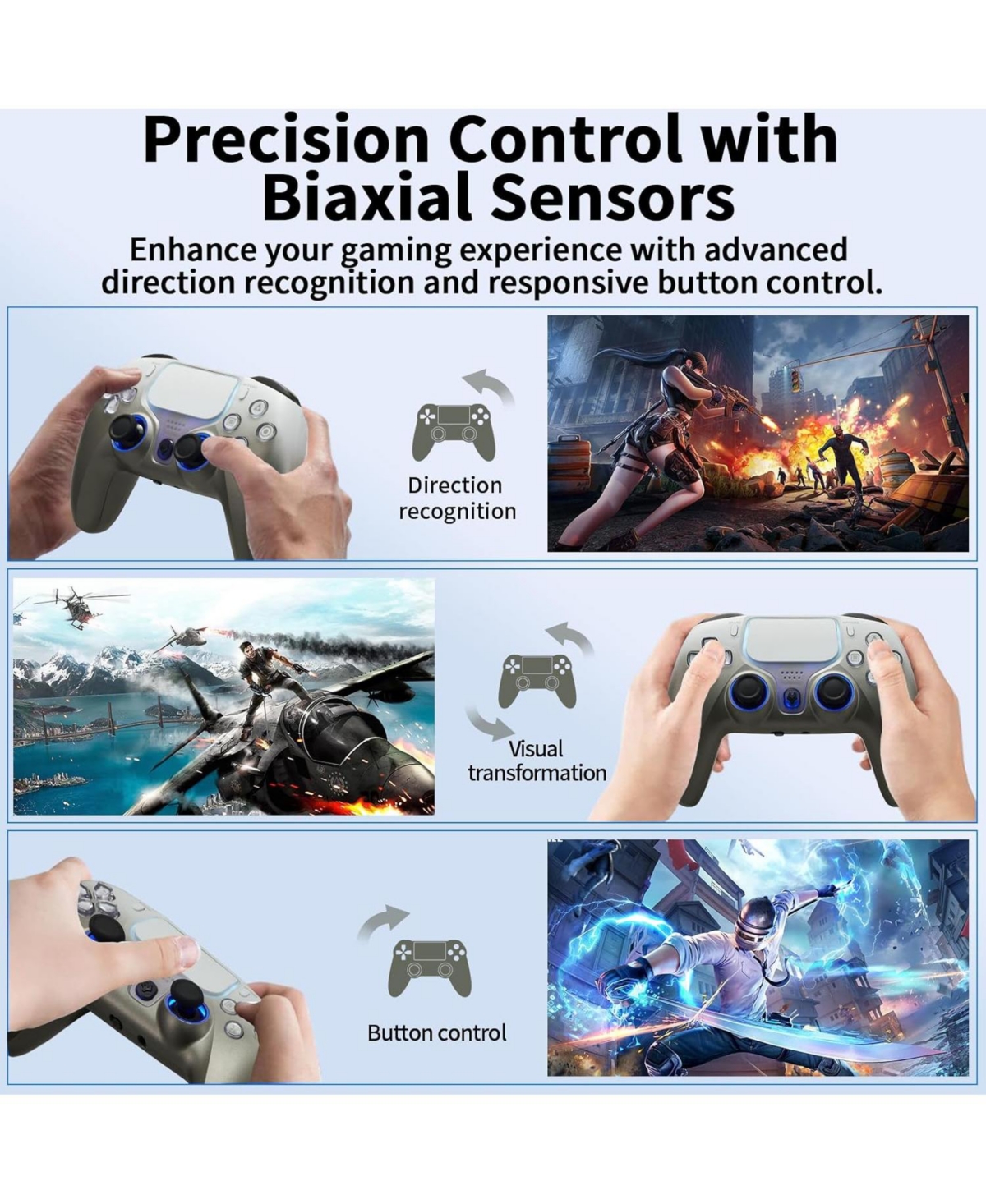 Nbcp PS4 Wireless Controller with Hall Effect Triggers, Dual Motors, 6-Axis Gyro, Rgb Lighting & Touchpad – Compatible with PS4/PS3/Pc/iOS/Android