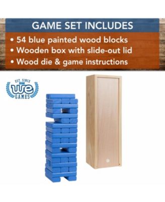 Walnut Stain Wood Blocks Tower Game with Wooden Box, 12 in.