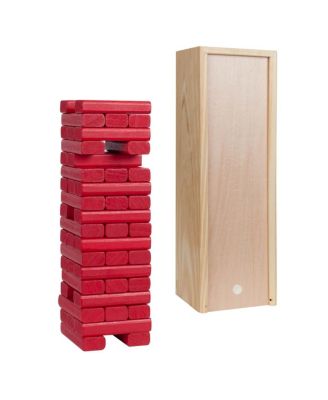 Walnut Stain Wood Blocks Tower Game with Wooden Box, 12 in.