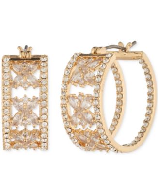 Marchesa - Small Pav&eacute; & Crystal Cluster Hoop Earrings, 0.75"