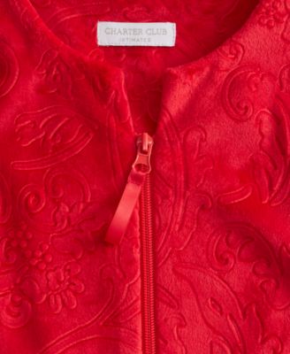 Women's Embossed Velour Zip-Front Robe, Macy's Exclusive