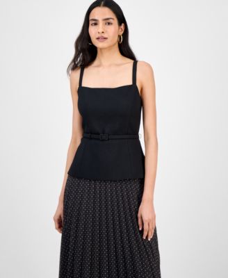 Women's Sleeveless Belted Pleated Skirt Dress