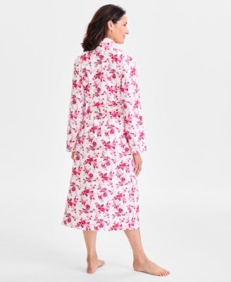 Women's Belted Floral Flannel Robe Sleepwear