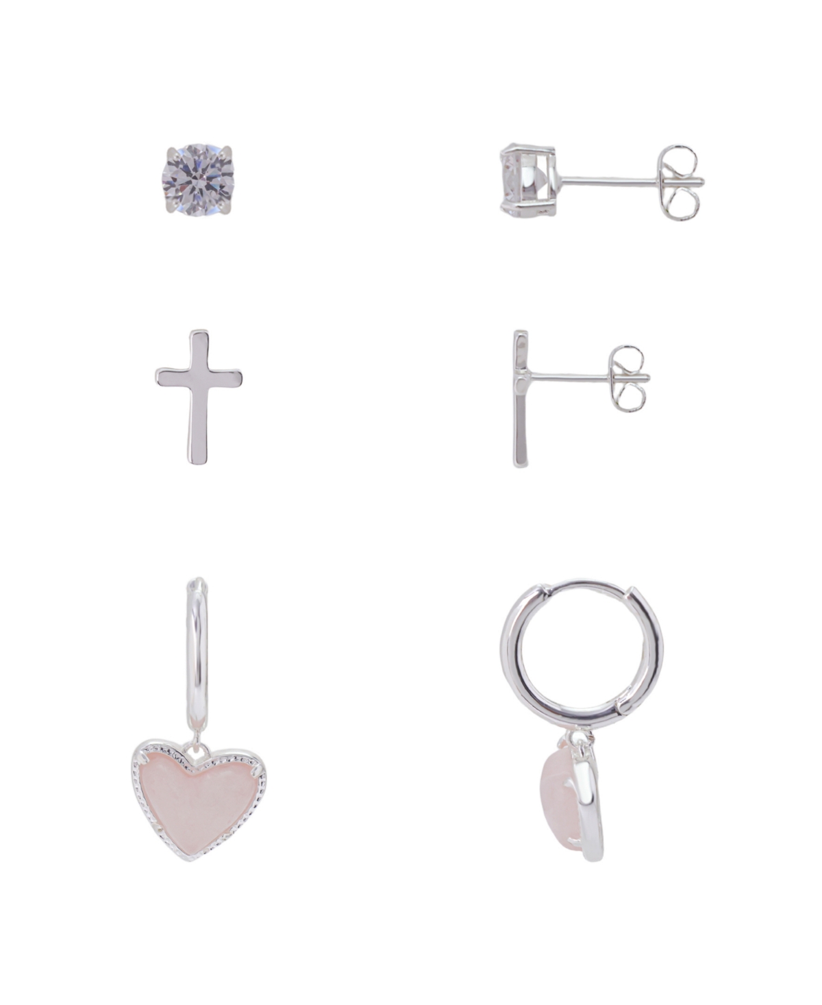 Unwritten Silver-tone 3-pc. Set Cubic Zirconia Earrings In Silver