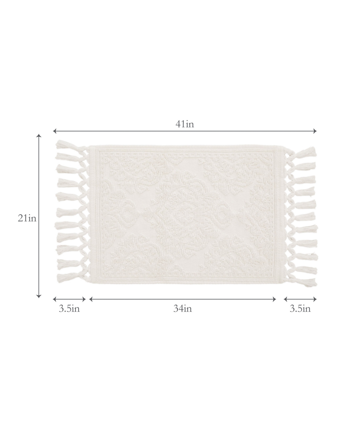 Jean Pierre New York Ricardo Fringe Cotton Bath Rug 21"x 41" In White