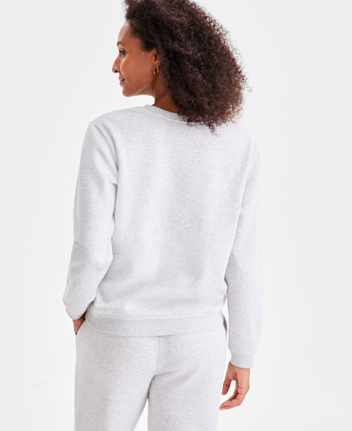 Style & Co Women's Long-sleeve Crewneck Sweatshirt, Created For Macy's In Gray