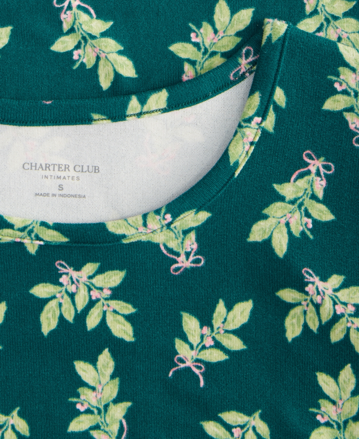 Charter Club Women's Jersey Printed Long Sleeve Sleepshirt In Green