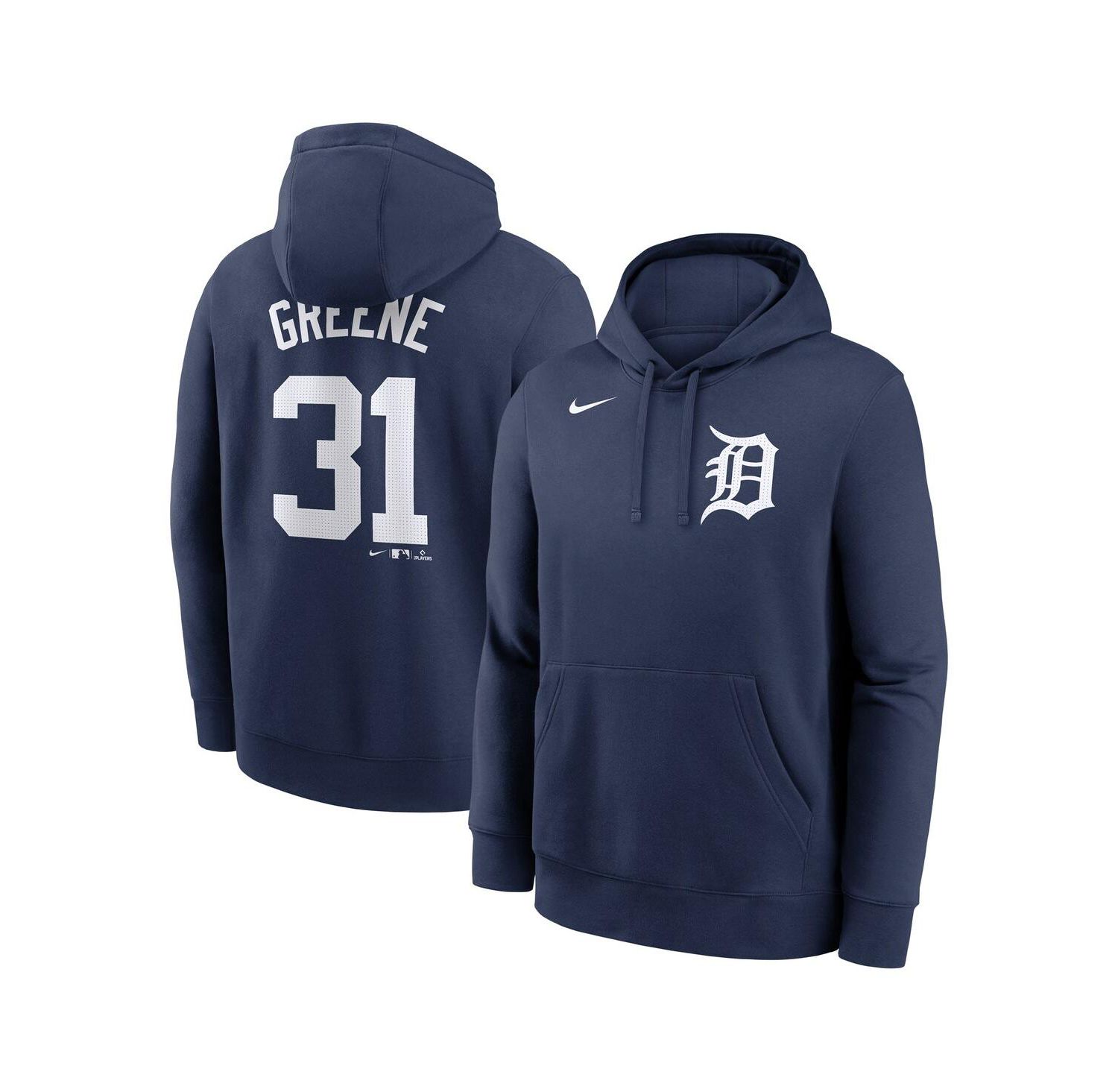 Men's Riley Greene Navy Detroit Tigers Player Name & Number Club Fleece Pullover Hoodie