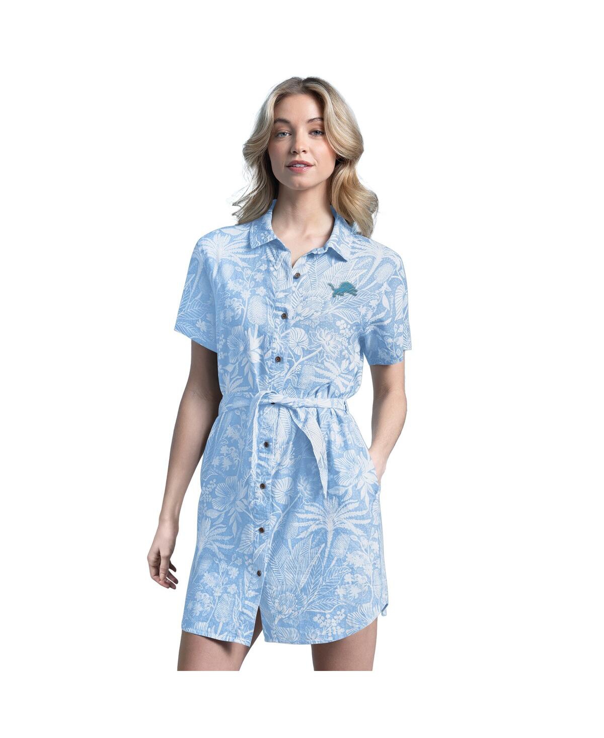 Women's Blue Detroit Lions Palm Linen Dress - Blue