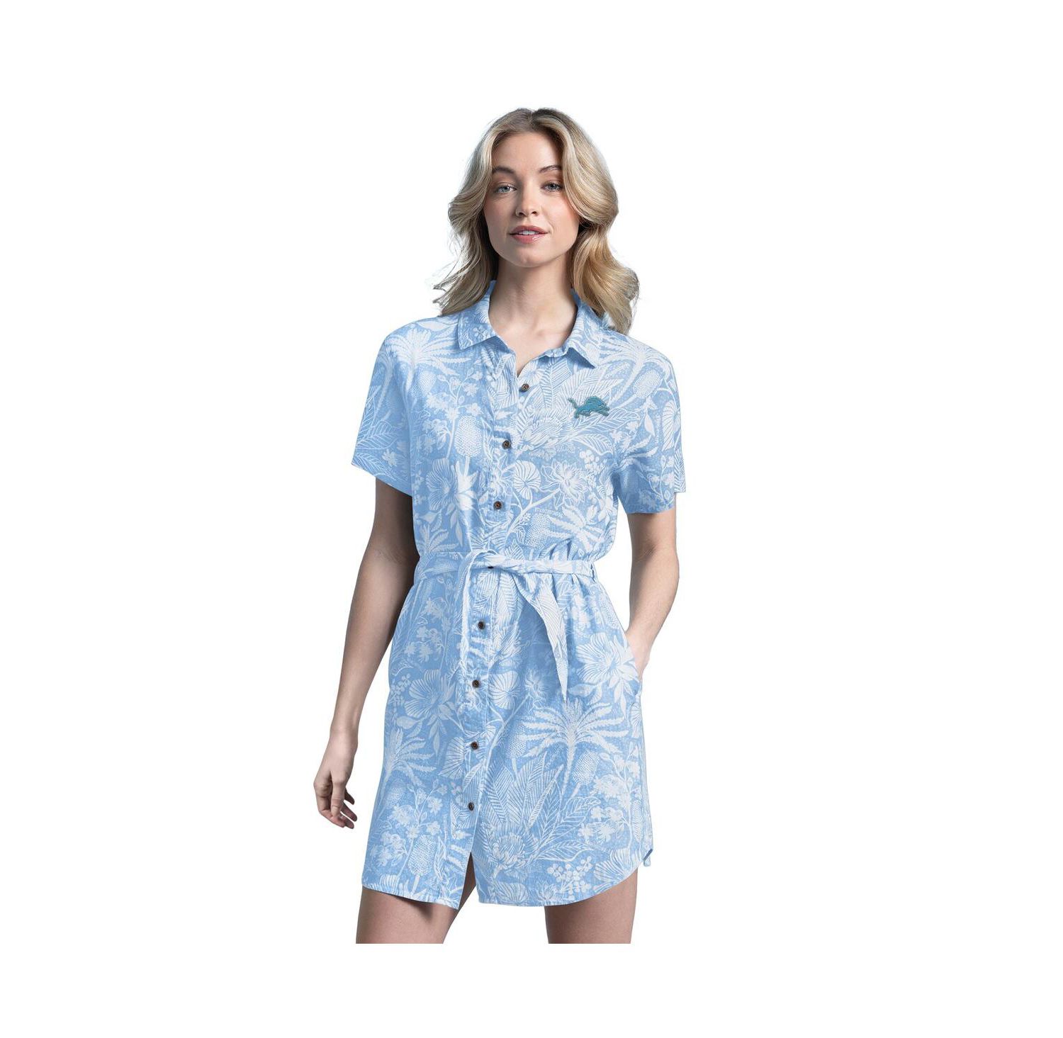 Women's Blue Detroit Lions Palm Linen Dress