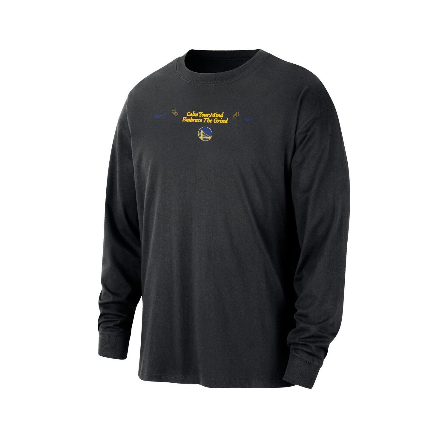 Men's Black Golden State Warriors Courtside Oversized Long Sleeve T-Shirt