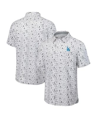 Tommy Bahama - Men's Gray Los Angeles Dodgers Nova Wave Riptide Rally Camp Button-Up Short Sleeve Shirt