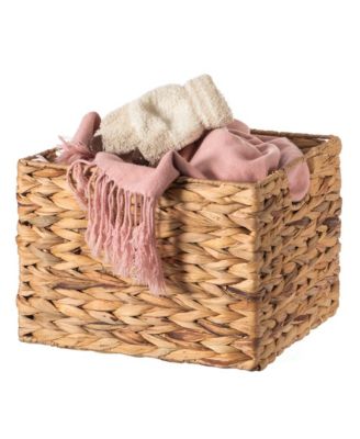 Natural Decorative Woven Water Hyacinth Storage Basket for The Playroom, Bedroom, and Living Room