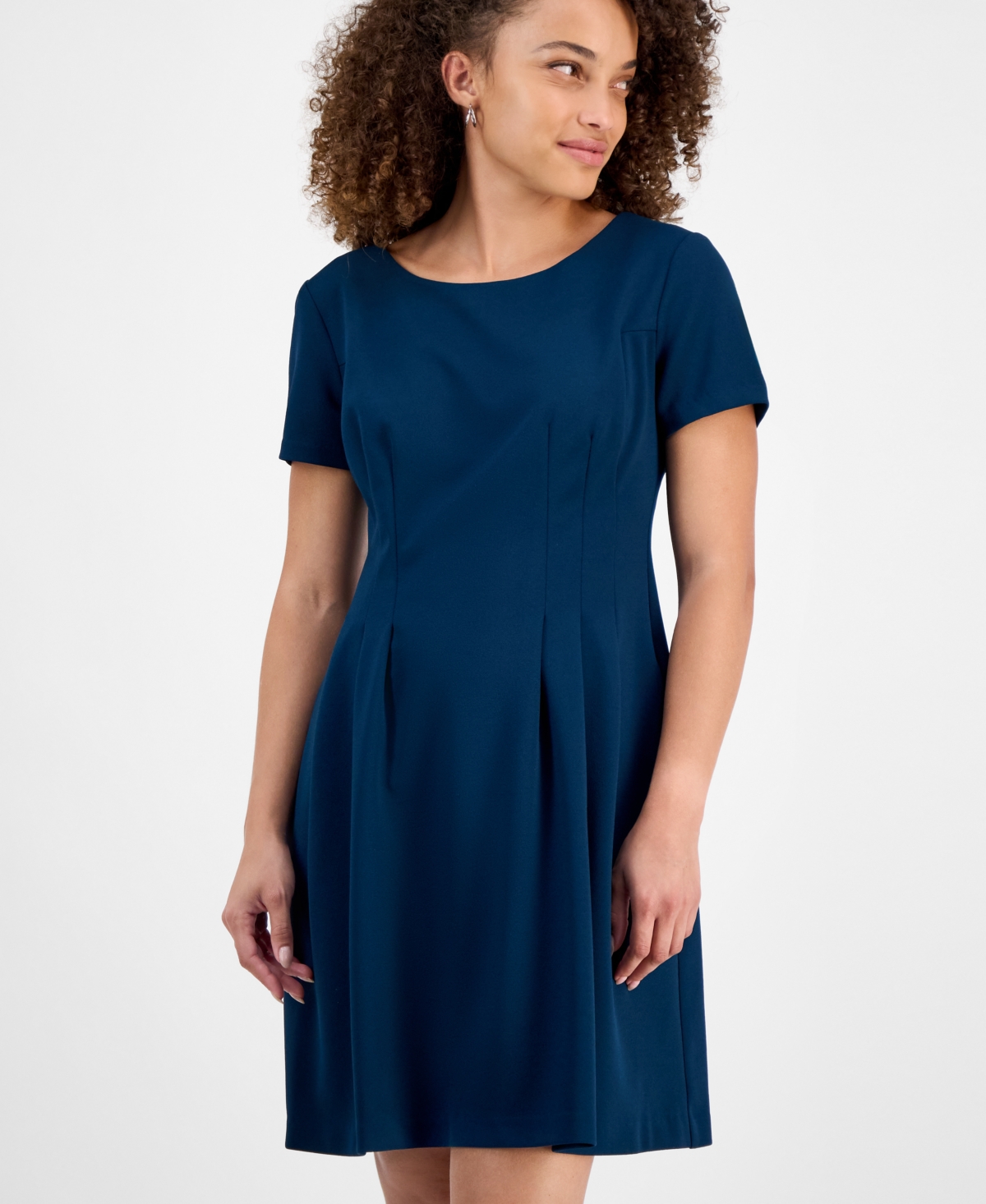 Connected Petite Dart-waist Short-sleeve Dress In Multi