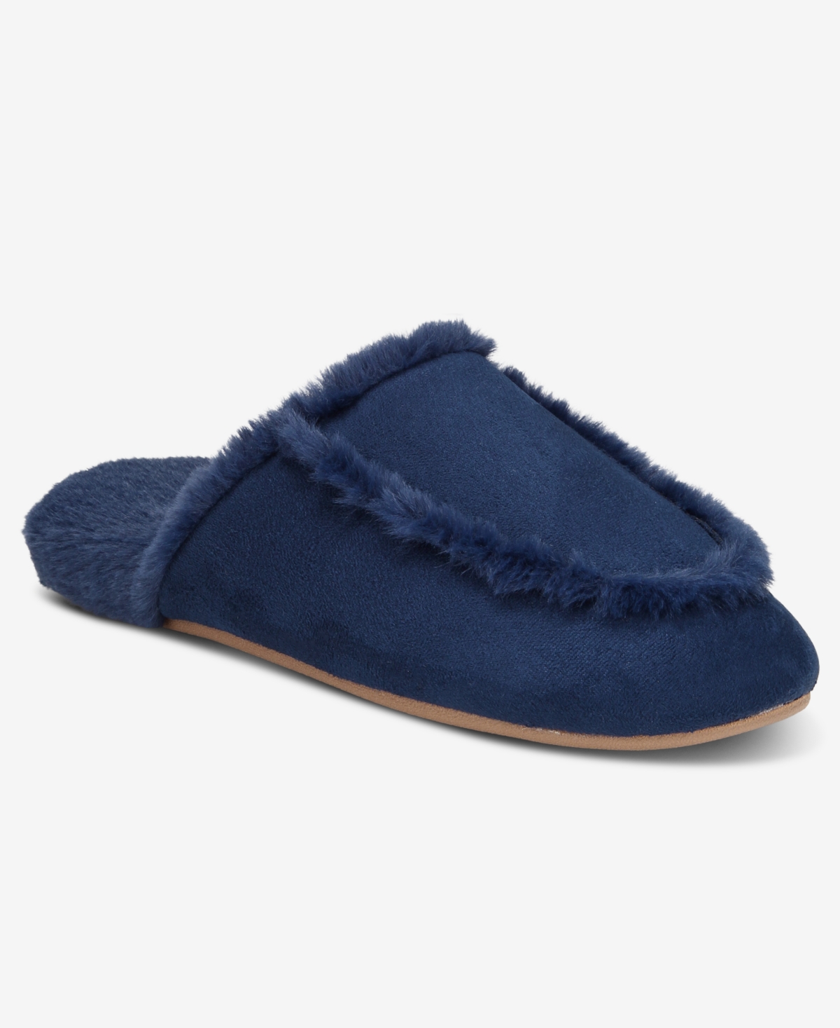 Charter Club Women's Faux Shearling Slide Slippers, Macy's Exclusive In Blue