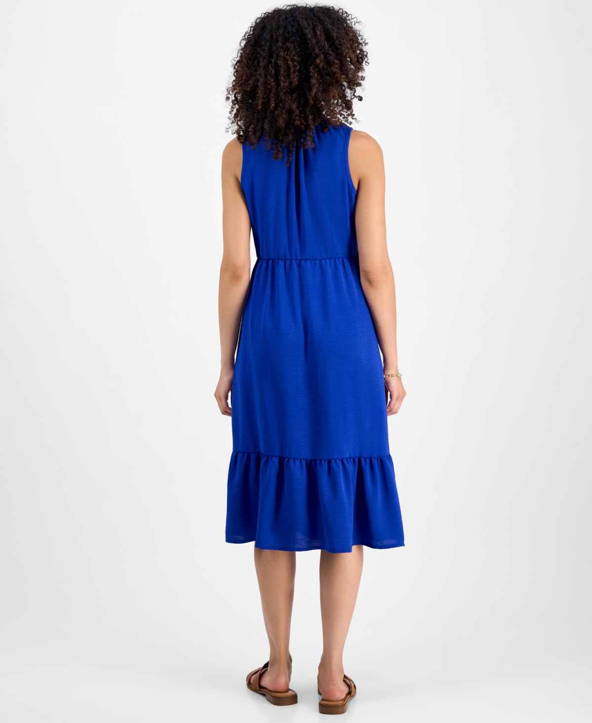 Style & Co Petite Button-front Sleeveless Midi Dress, Macy's Exclusive In Blue