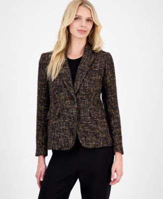 Anne Klein - Women's Tweed Notch-Collar One-Button Jacket