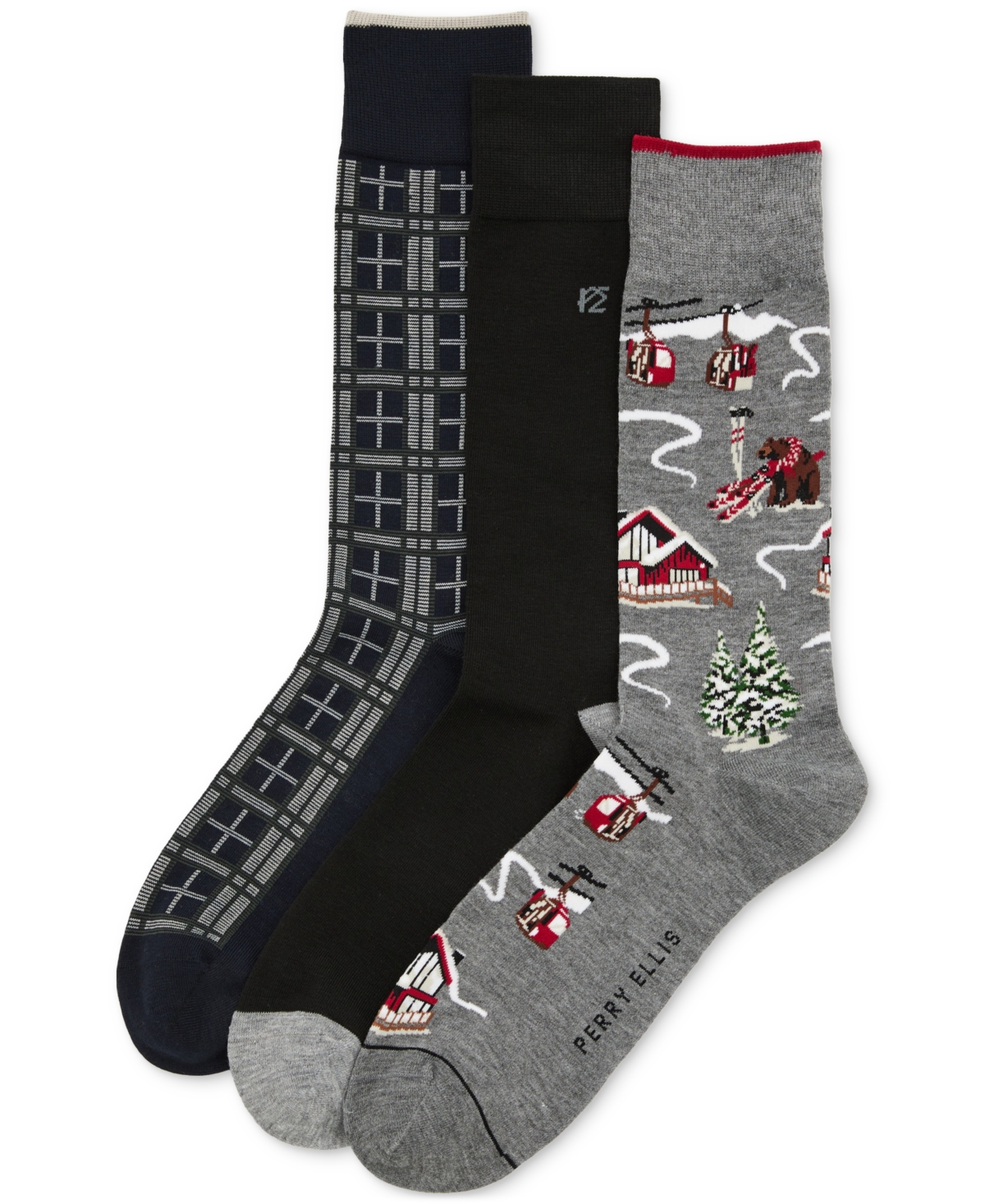 Perry Ellis Portfolio Men's 3pk. Mixed Patterned Socks In Multi