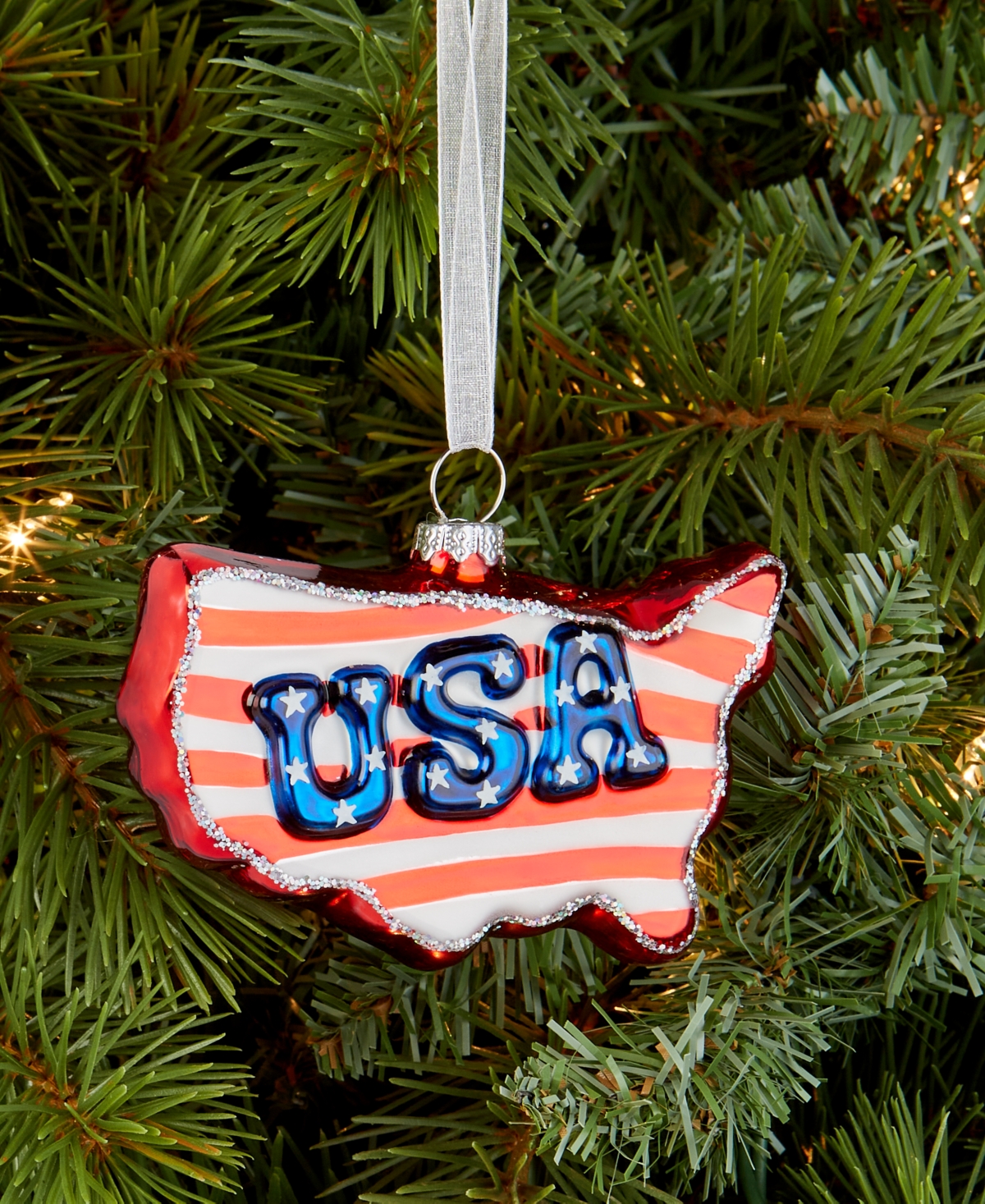Holiday Lane Eclectic Charm Usa Map Ornament, Macy's Exclusive In Transparent