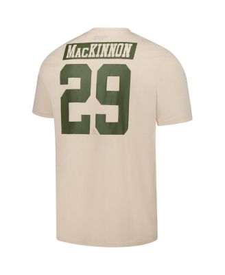 Men's Nathan MacKinnon Khaki Colorado Avalanche 2024 NHL Military Appreciation Richmond Delta Player Name Number T-Shirt