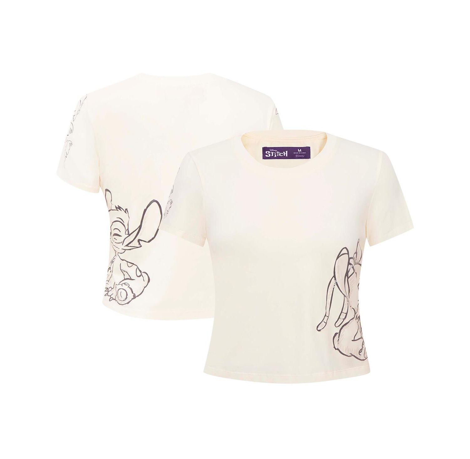 Women's Cream Lilo and Stitch Nose Kiss Baby Doll T-Shirt