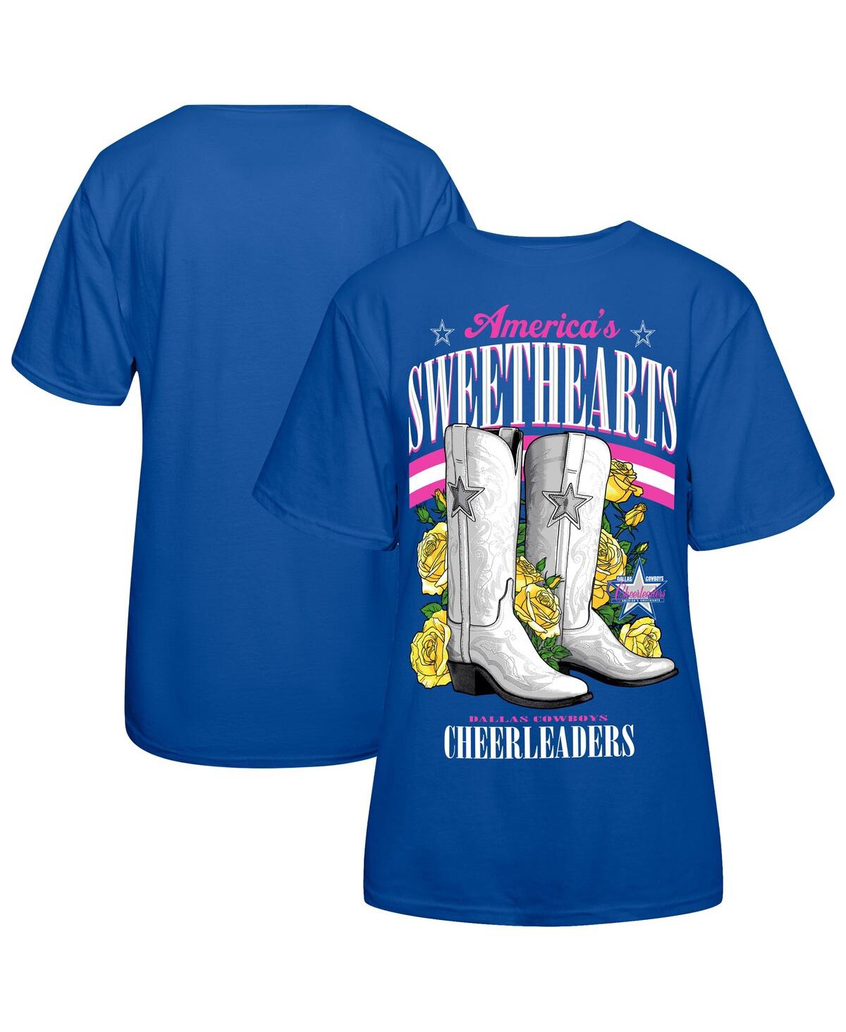 Women's Royal Dallas Cowboys Cheerleaders Sweetheart Boots T-Shirt - Royal