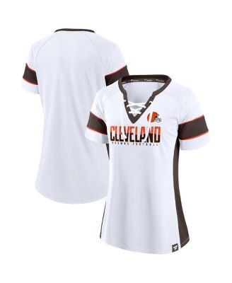 Fanatics - Women's White Cleveland Browns Athena Lace-Up V-Neck T-Shirt