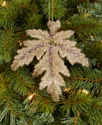 Enchanted Forest Glitter Leaf Ornament, Macy's Exclusive