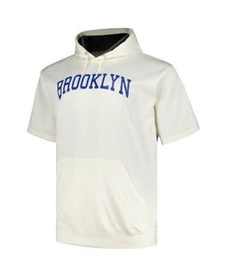Men's Oatmeal Brooklyn Dodgers Big Tall Cooperstown Collection Contrast Short Sleeve Pullover Hoodie