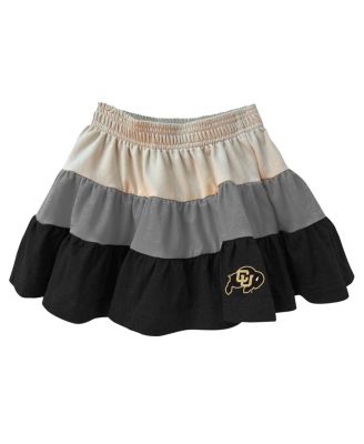 Girls Toddler Tan Colorado Buffaloes Tri-Blend Sleeveless Full Zip Hoodie and Tiered Skirt Set