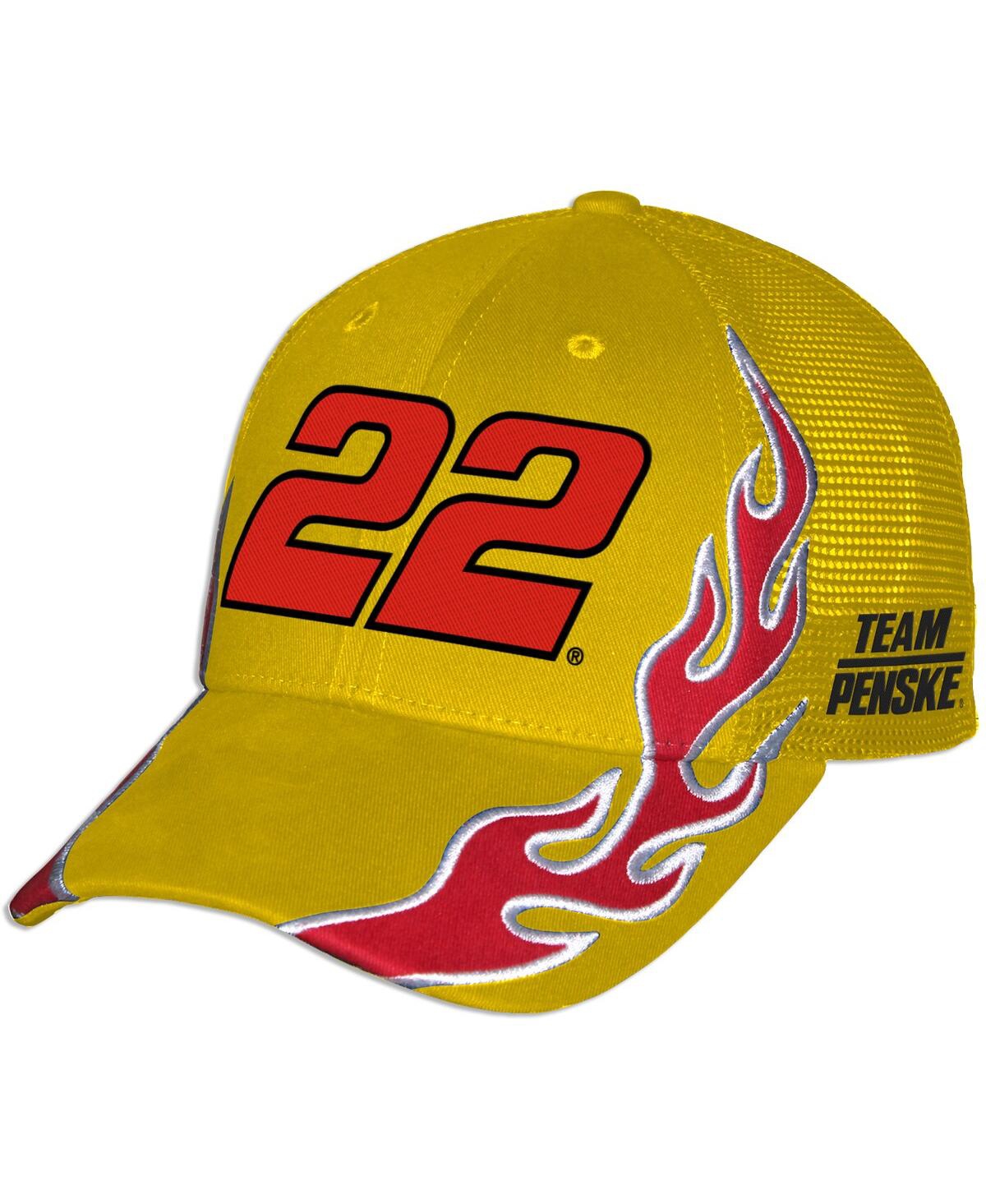 Men's and Women's Yellow Joey Logano Shell Pennzoil Flame Trucker Adjustable Hat - Yellow