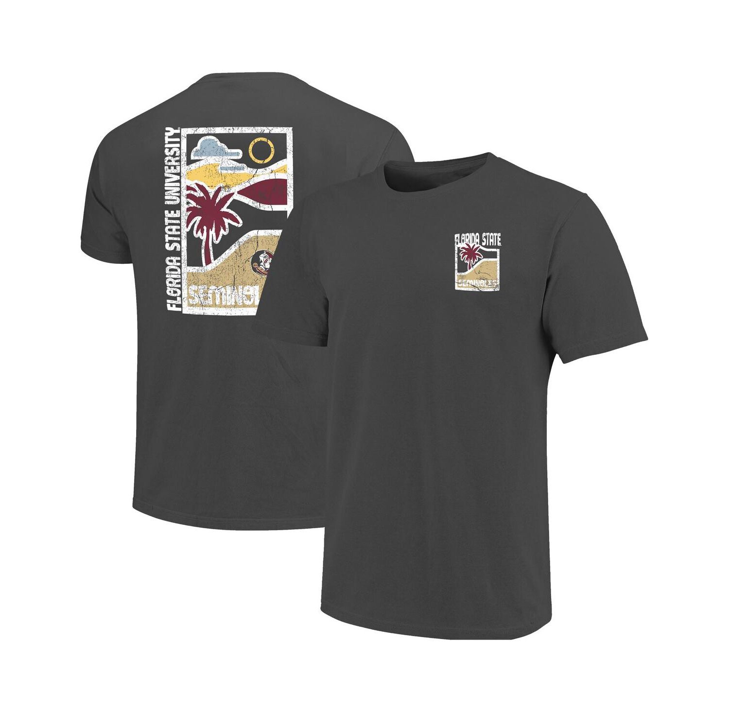 Men's Graphite Florida State Seminoles Comfort Colors Minimal Vista Distressed Graphics T-Shirt