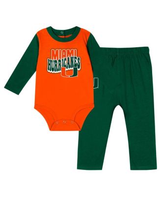 Outerstuff - Baby Boys and Girls 2-Piece Hunter Green Miami Hurricanes Double Up Long Sleeve Bodysuit and Pants Set