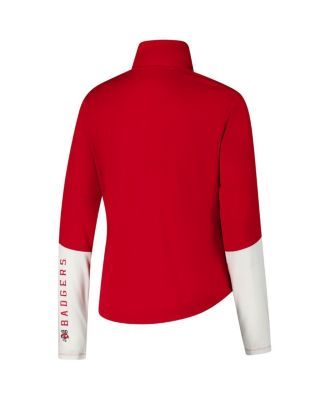 Women's Red Wisconsin Badgers Gameday Knockout Sleeve Hit Quarter-Zip Jacket