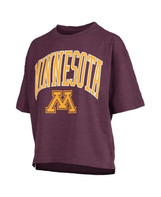 Women's Maroon Minnesota Golden Gophers Nelson Arch Over Logo Waist Length Oversized Slub T-Shirt