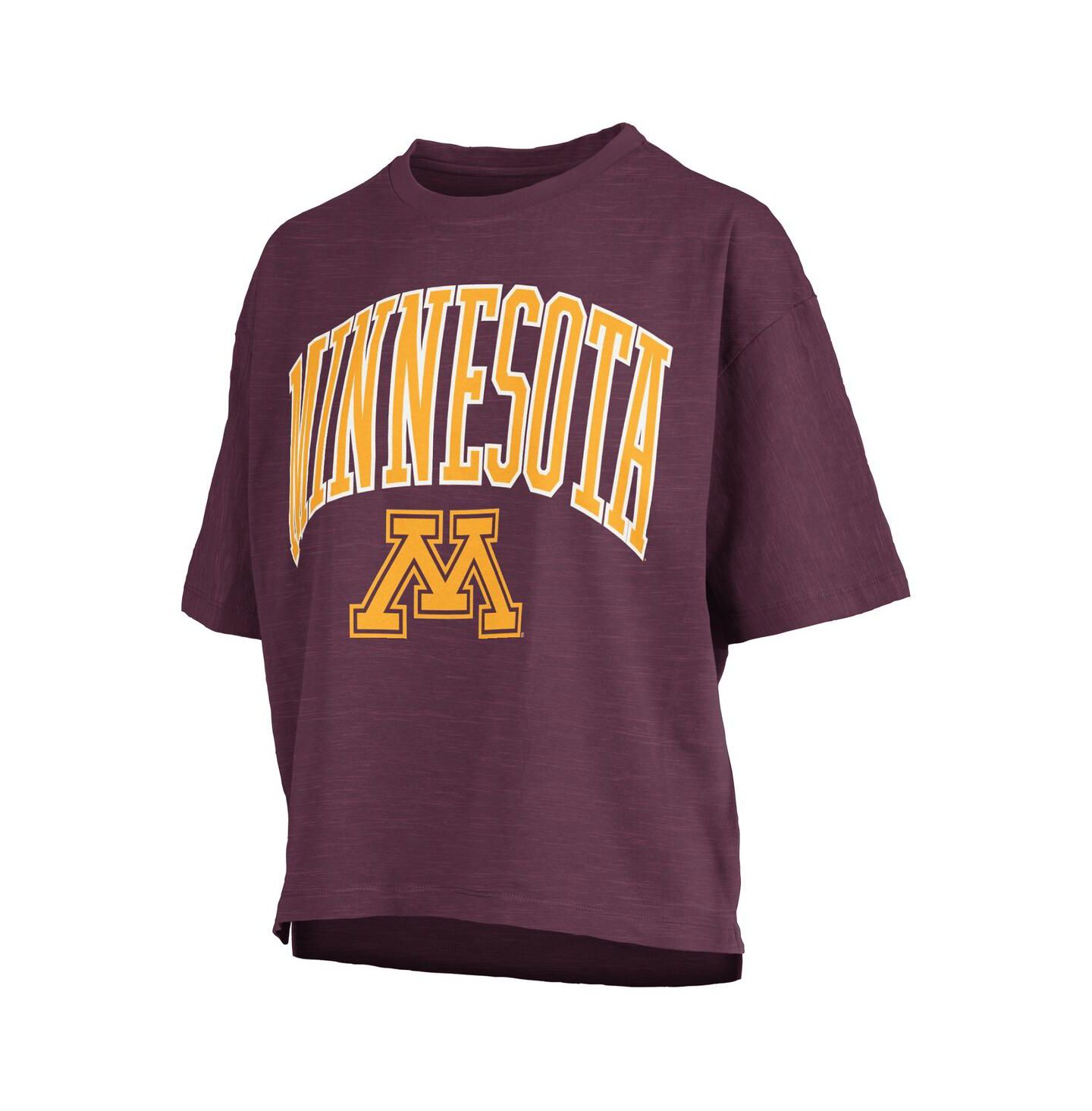 Женская футболка Pressbox Maroon Minnesota Golden Gophers Nelson Arch Over Logo Waist Length Oversized Slub — фото 2