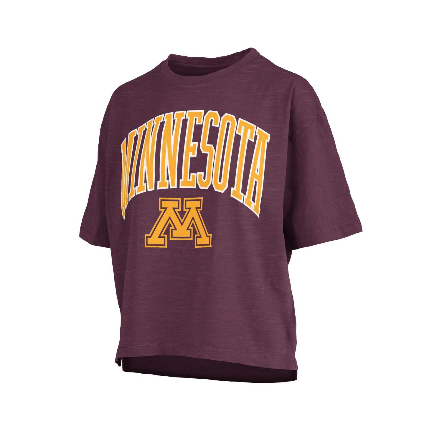 Women's Maroon Minnesota Golden Gophers Nelson Arch Over Logo Waist Length Oversized Slub T-Shirt